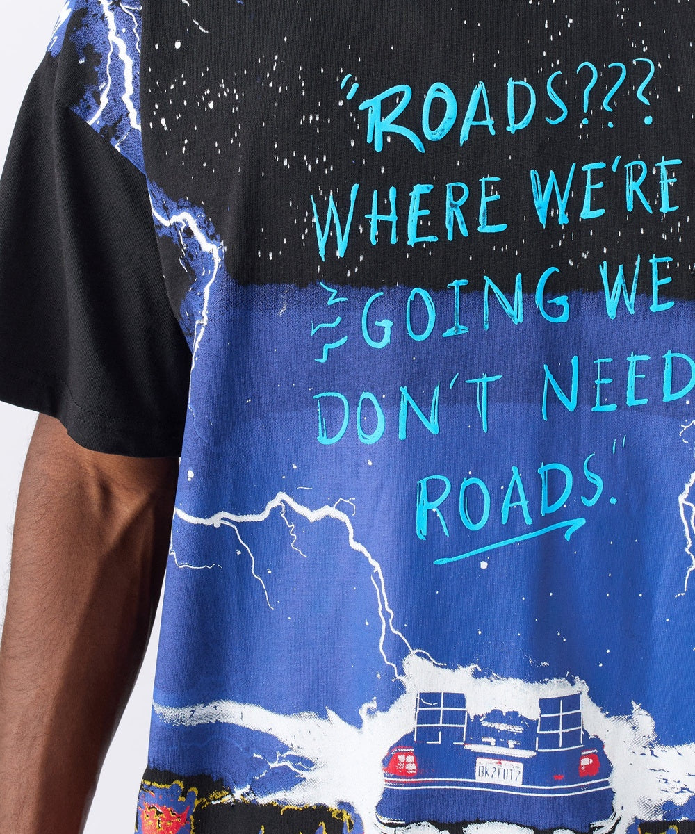  Back to the Future We Don't Need Roads Short Sleeve Tee - Black - BLACK - Bonton