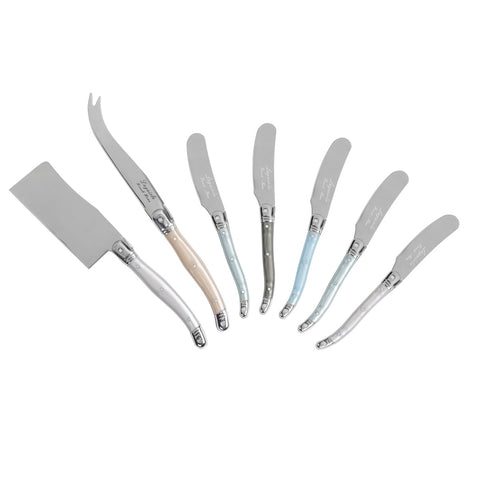 7-Piece Laguiole Cheese Knife and Spreader Set With Mother of Pearl Handles
