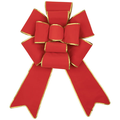 Giant 3D 11-Loop Velveteen Commercial Christmas Bow With Trim - 40" - Red and Gold