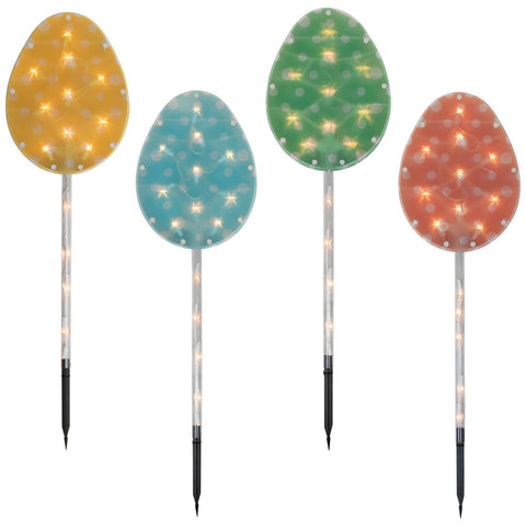 Easter Egg Pathway Marker Lawn Stakes - 28.5" - Set of 4