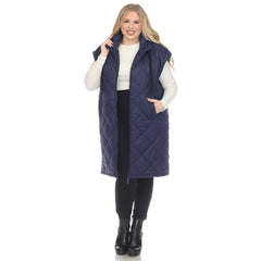 Plus Size Diamond Quilted Hooded Puffer Vest