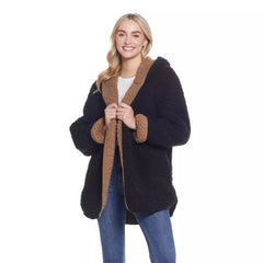 Ladies Hooded Sherpa Fleece Reversible Jacket