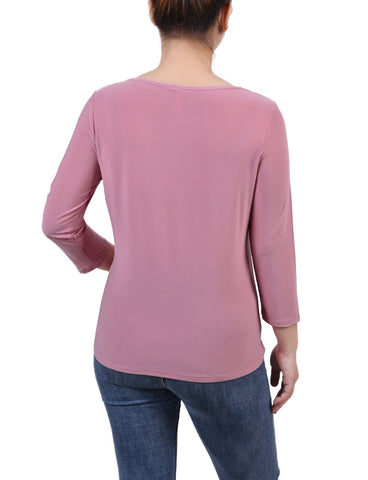 3/4 Sleeve Cutout Top