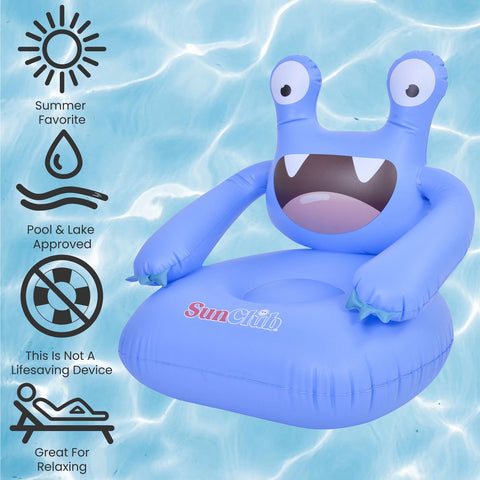 Monster Inflatable Poolside Childrens Chair - 24" - Blue