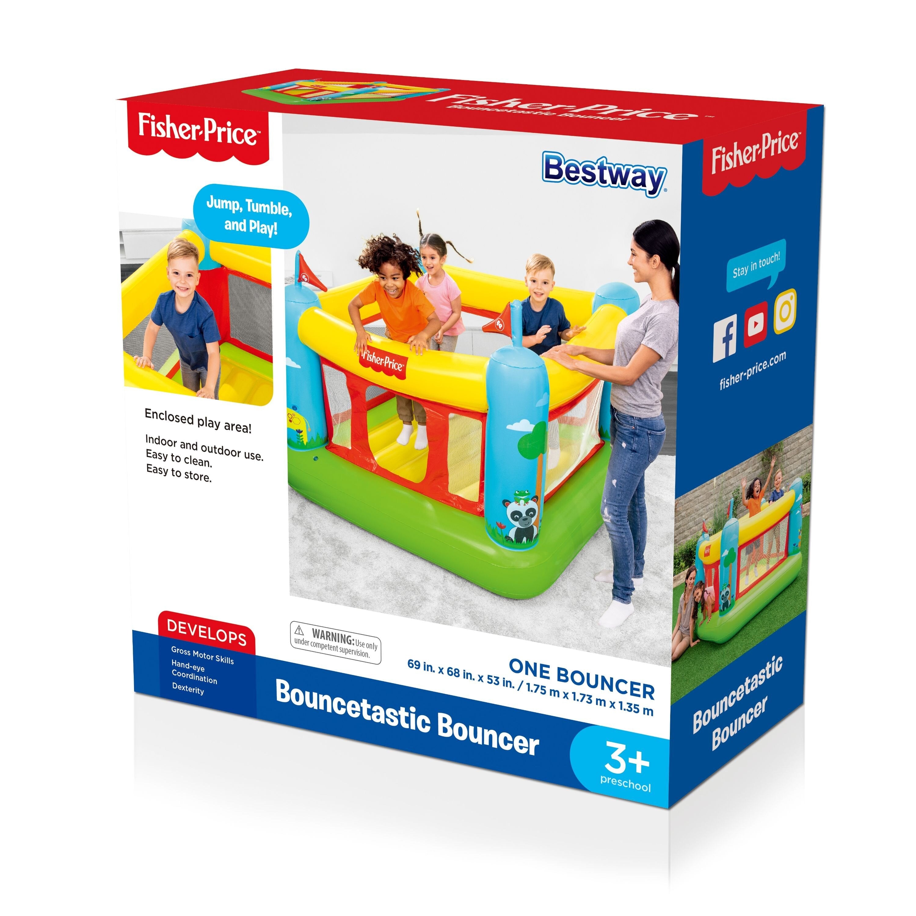  Bestway Bestway: Fisher-Price Bouncetastic Inflatable Bouncer - Multi - Bonton