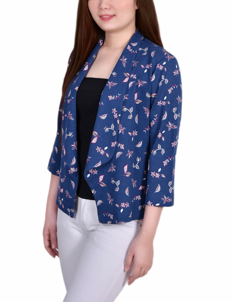  NY Collection Long Sleeve Ponte Jacket - Plum Caspia - Bonton