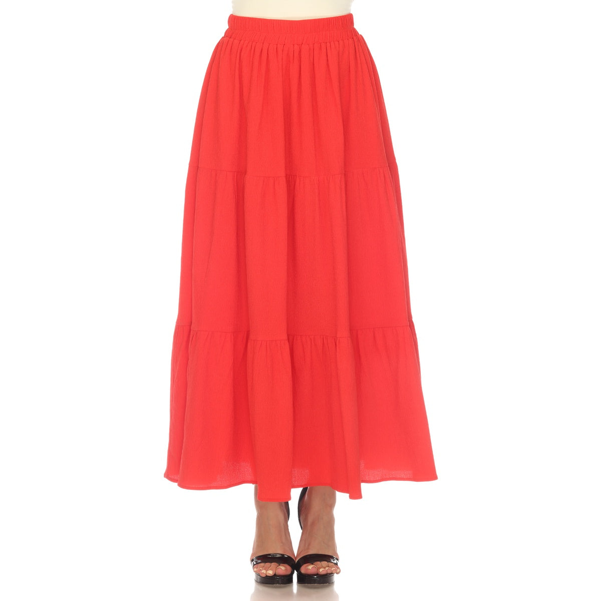  White Mark Women's Pleated Tiered Maxi Skirt - M - Bonton