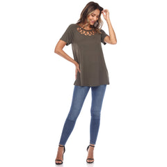 Women's Crisscross Cutout Short Sleeve Top