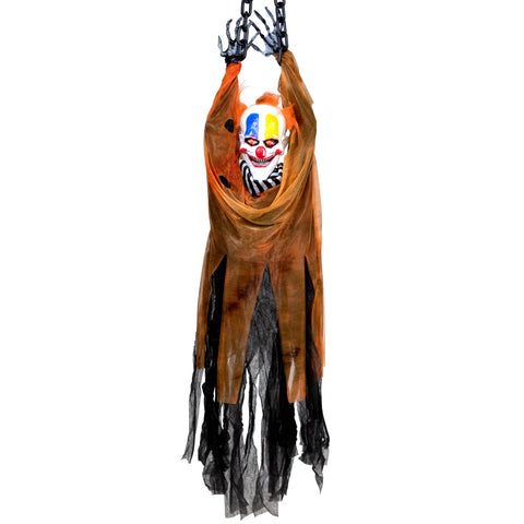 46" Animated Clown With LED Eyes Hanging Halloween Decoration