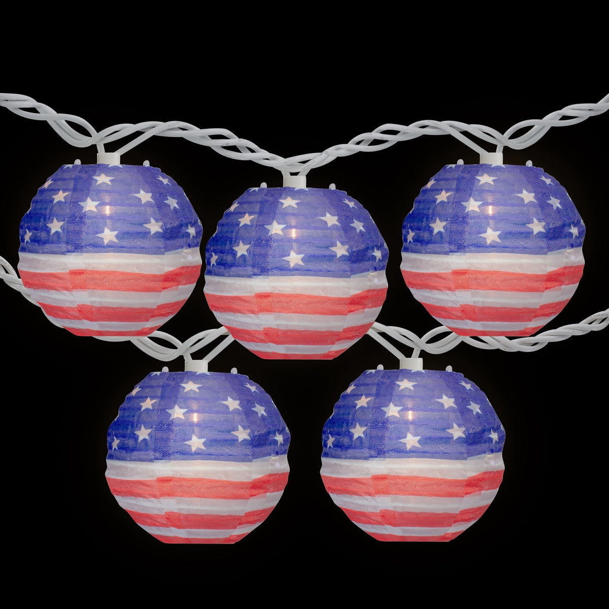  Northlight American Flag Paper Lantern Patriotic Patio Lights - 8.5' - White Wire - 10ct - Default Title - Bonton