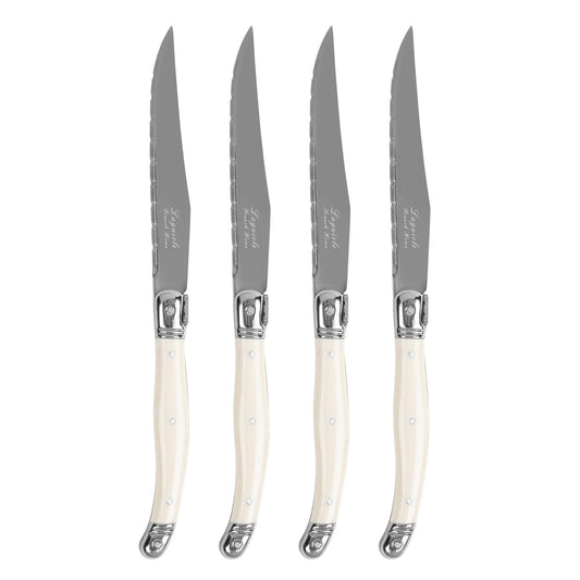 Laguiole Connoisseur 4-Piece Steak Knife Set With Ivory-Colored Handles