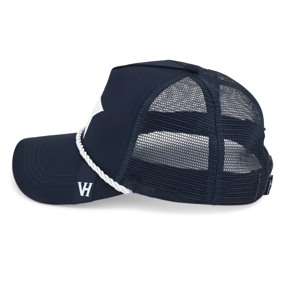  Vintage Havana Vintage Havana Trucker Hat for Women – Navy Mesh & Canvas Adjustable Cap With Pearl Star & Rope - Default Title - Bonton