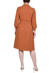 Long Roll Tab Sleeve Shirtdress