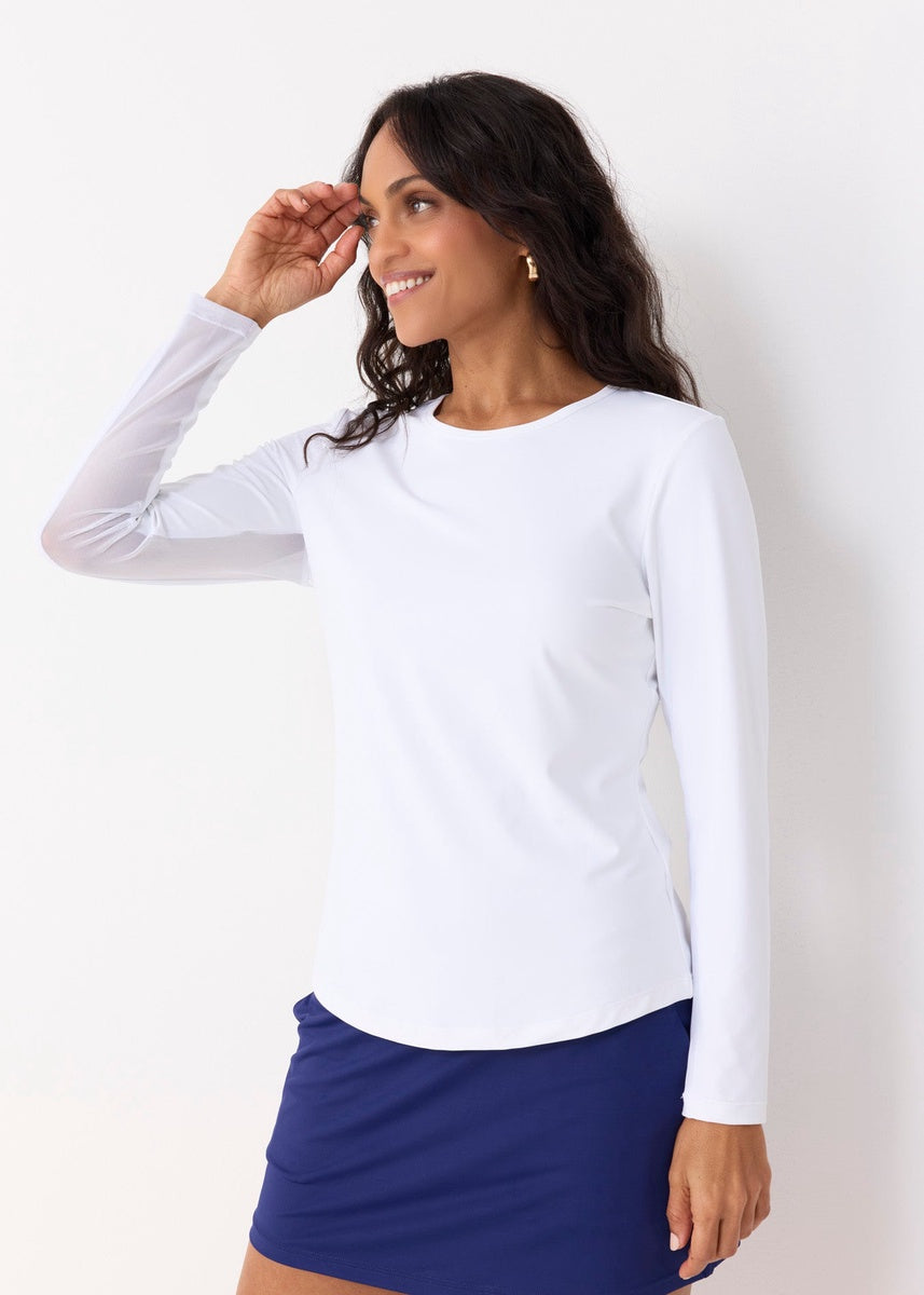  Cabana Life White Long Sleeve Performance Top - XS - Bonton