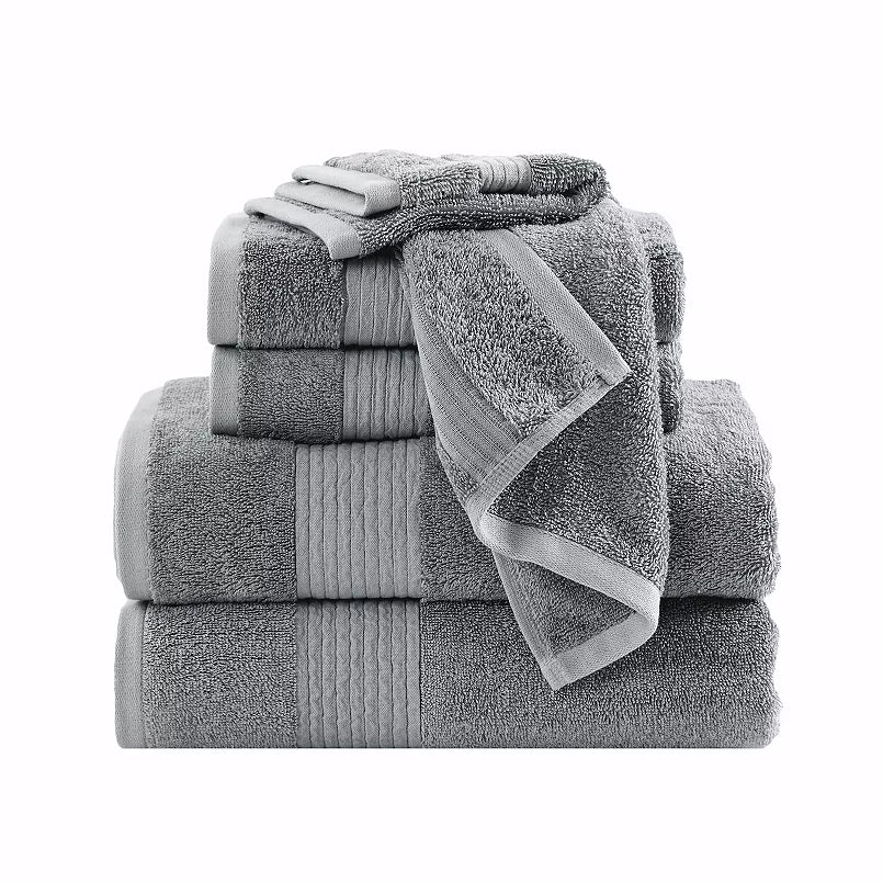  Brooklyn Loom Cotton TENCEL™ Towel 6 Piece Set Grey - Grey - Bonton