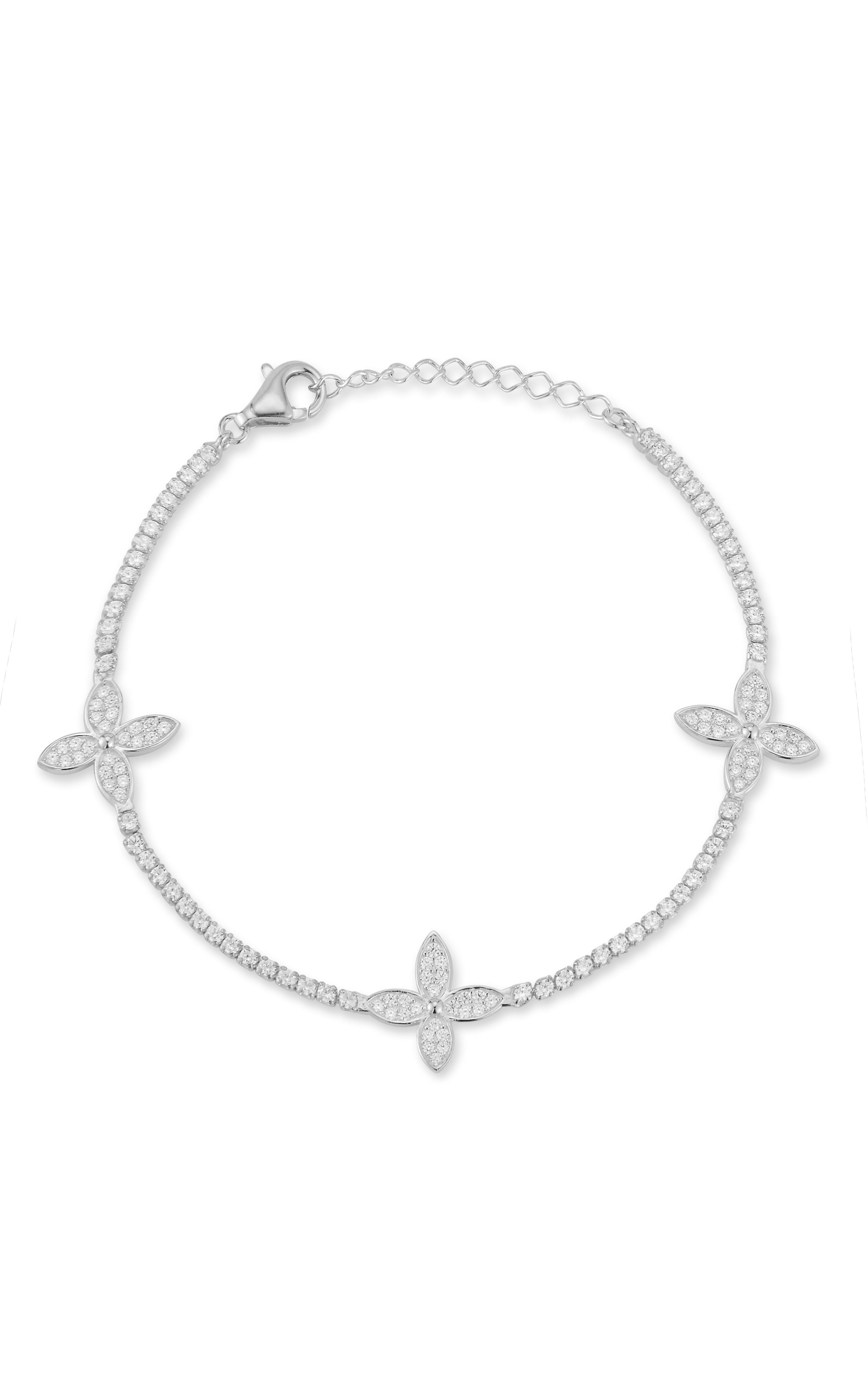  Relativity Flower Tennis Bracelet - Silver - Bonton