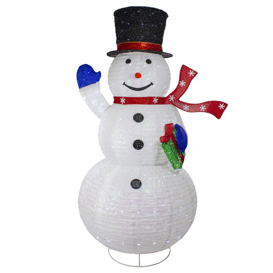 LED Lighted Iridescent Twinkling Snowman Outdoor Christmas Decoration - 71"