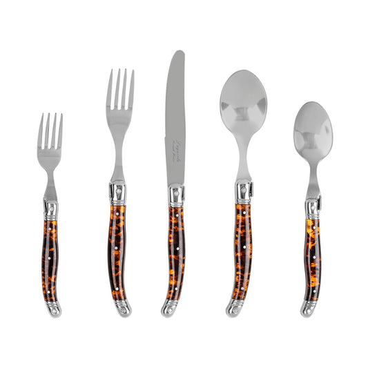 Laguiole Connoisseur 20-Piece 18/10 Flatware Set With Tortoise Handles