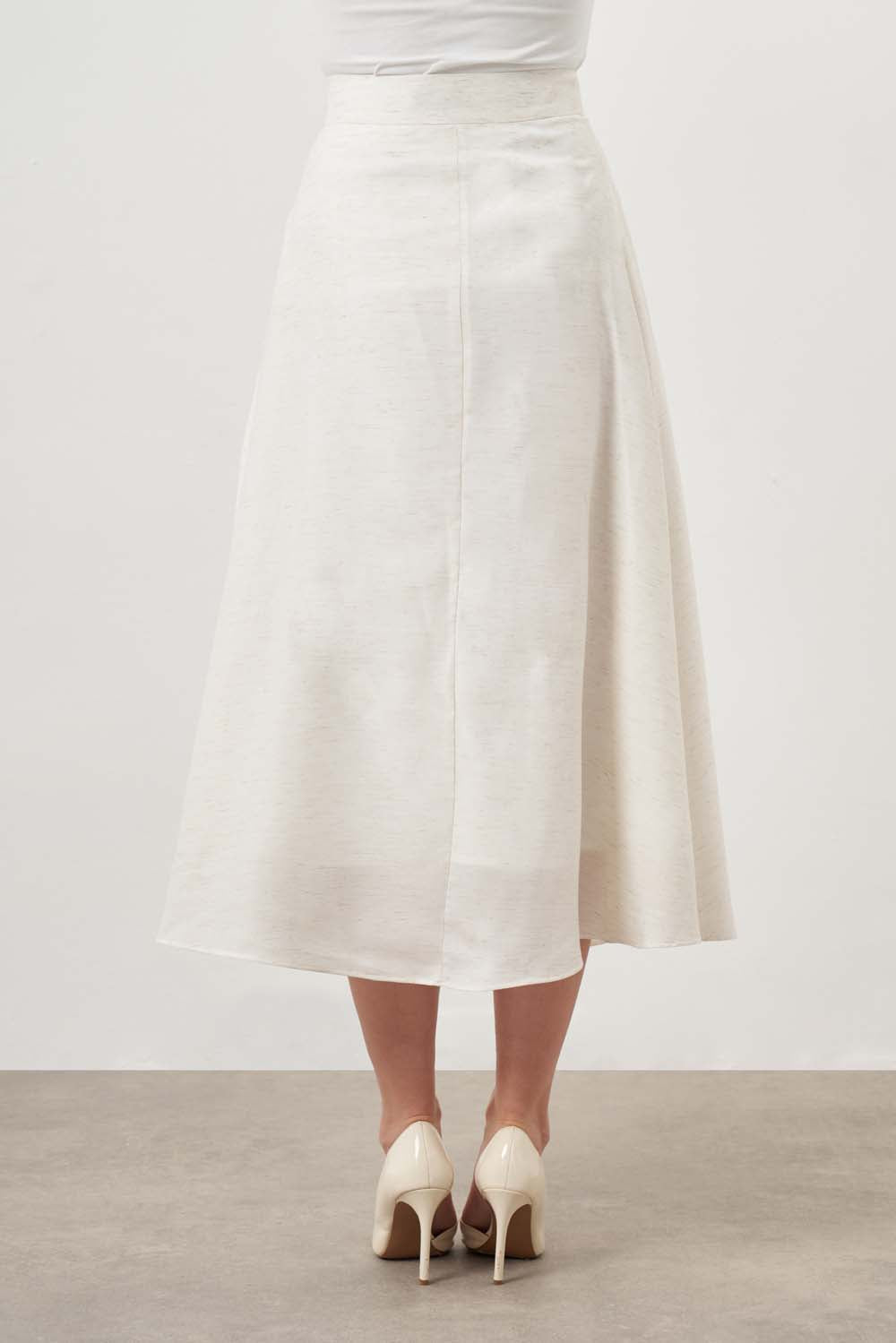  Mizalle Mizalle-Midi Skirt-Ecru - Ecru - Bonton
