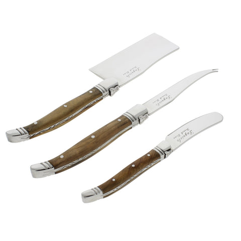 3 Piece Laguiole Connoisseur Olive Wood Cheese Set