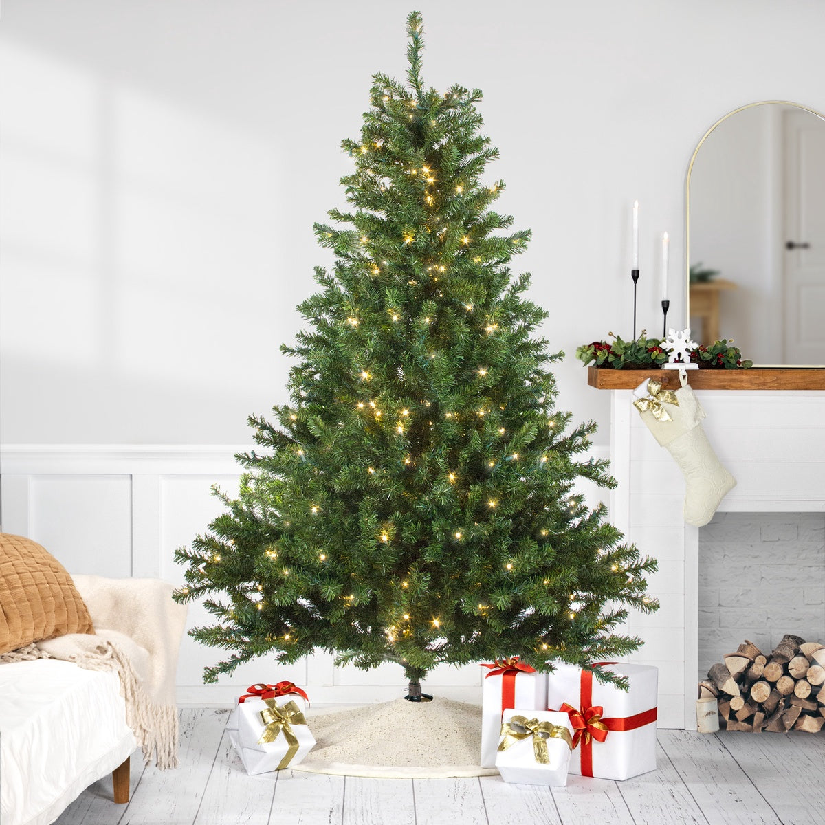  Northlight Pre-Lit Medium Canadian Pine Artificial Christmas Tree - 8' - Candlelight LED Lights - Default Title - Bonton