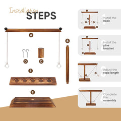 Ring Toss Game for Adults & Outdoor/Indoor Yard Games -Hook and Ring Interactive Game With Shot Ladders Bundle | Handmade Wooden Hook and Toss Games for Bars Party & Home