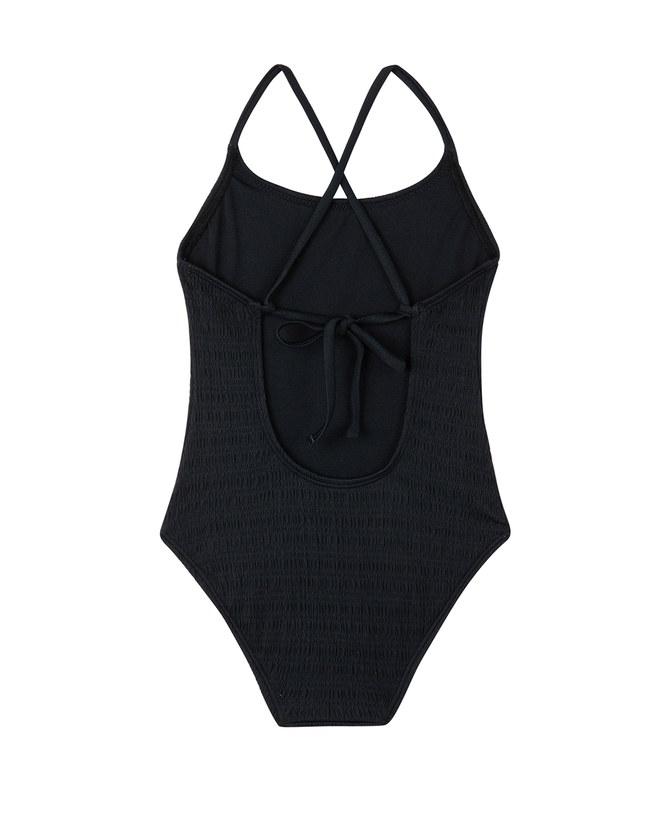  Gottex Kids Beach Day Textured Criss Cross Tie Back One Piece - Black - Bonton