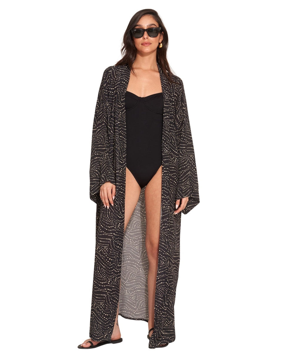  Gottex Beach Life Issey Maxi Cover Up Kimono - GOTTEX BEACH LIFE ISSEY BLACK - Bonton