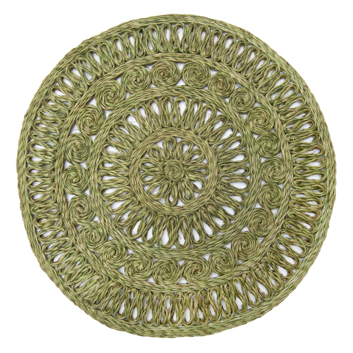  Caravan Circolo Abaca Round Placemat - Set of 4 - Aqua - Bonton