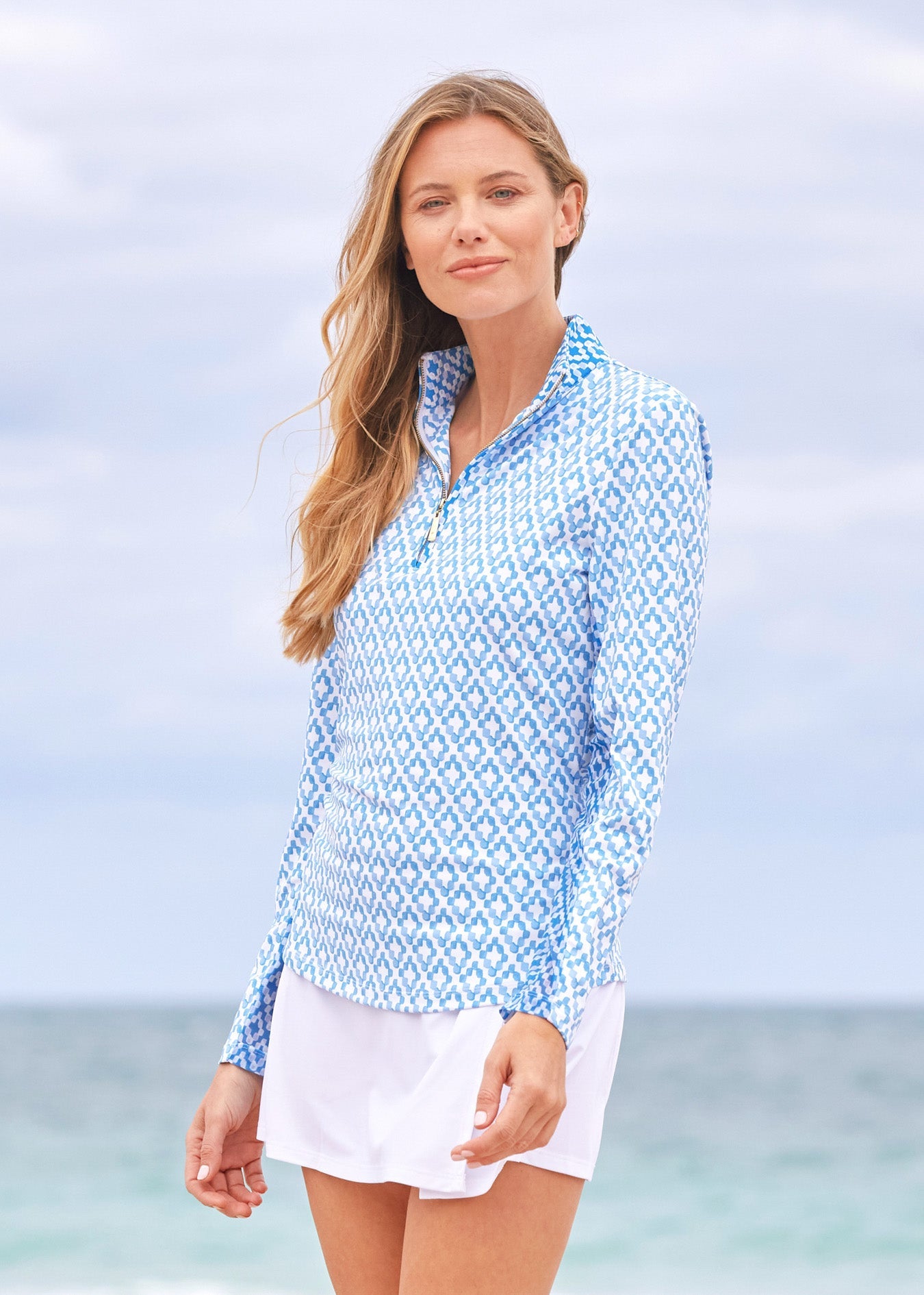  Cabana Life Seaside 1/4 Zip Sport Top - XS - Bonton