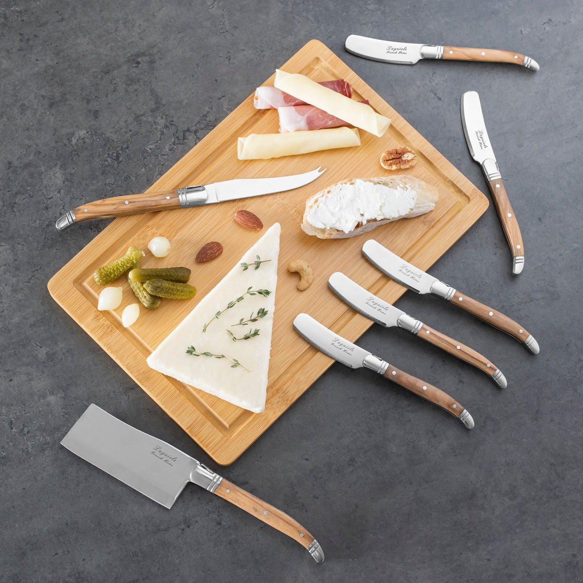  French Home Connoisseur 8-Piece Laguiole Cheese Knife, Spreader and Board Set - Default Title - Bonton