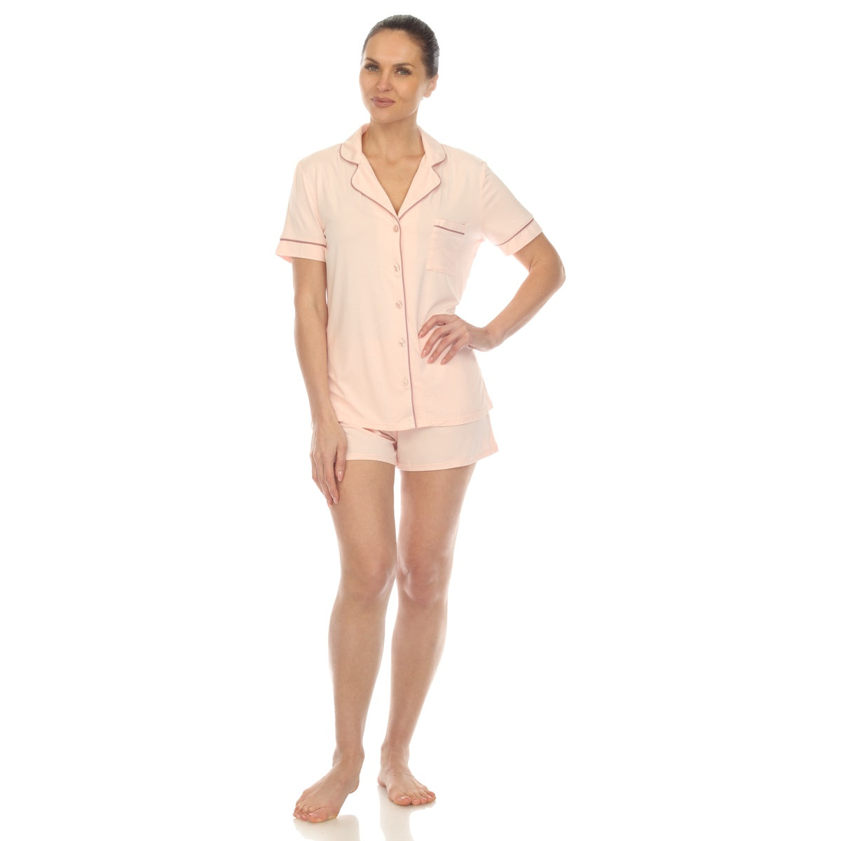  White Mark Women's Short Sleeve Bamboo Pajama Set - S - Bonton