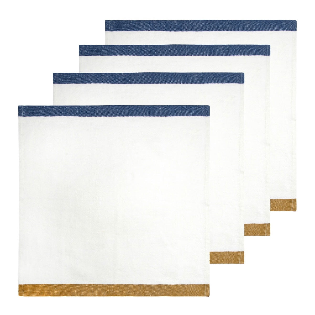  Caravan Paris White - Napkins 20x20  - Set of 4 - Blue & Mustard - Bonton