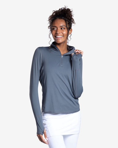 WOMEN'S RELAXED MOCK ZIP TOP (3002)