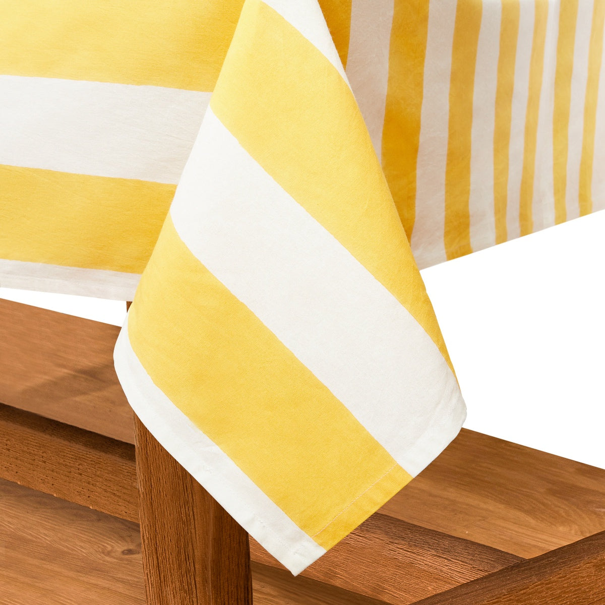  Caravan French Tablecloth St. Tropez Yellow Stripes - 59 x 59 - Square - Seats 2-4 - Bonton