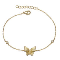 Charming Kids/Teens 14K Gold Plated Adjustable Bracelet With Butterfly