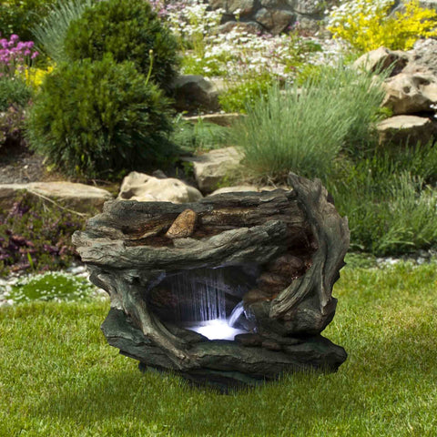 31" LED Woodland Grotto With Stones Outdoor Garden Water Fountain