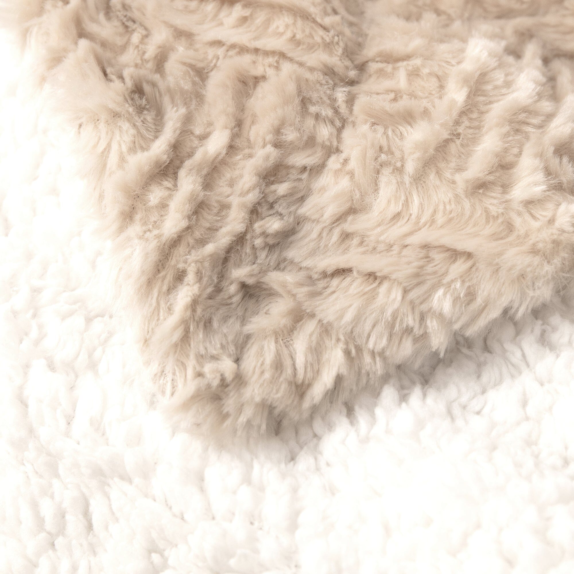  DaDa Bedding Collection DaDalogy Bedding Champagne Ivory Faux Fur Throw Blanket - Dreamy Gold Geometric Embossed Sherpa Backside - Super Soft Warm Cozy Plush Fluffy by DaDa Bedding Collection - 90