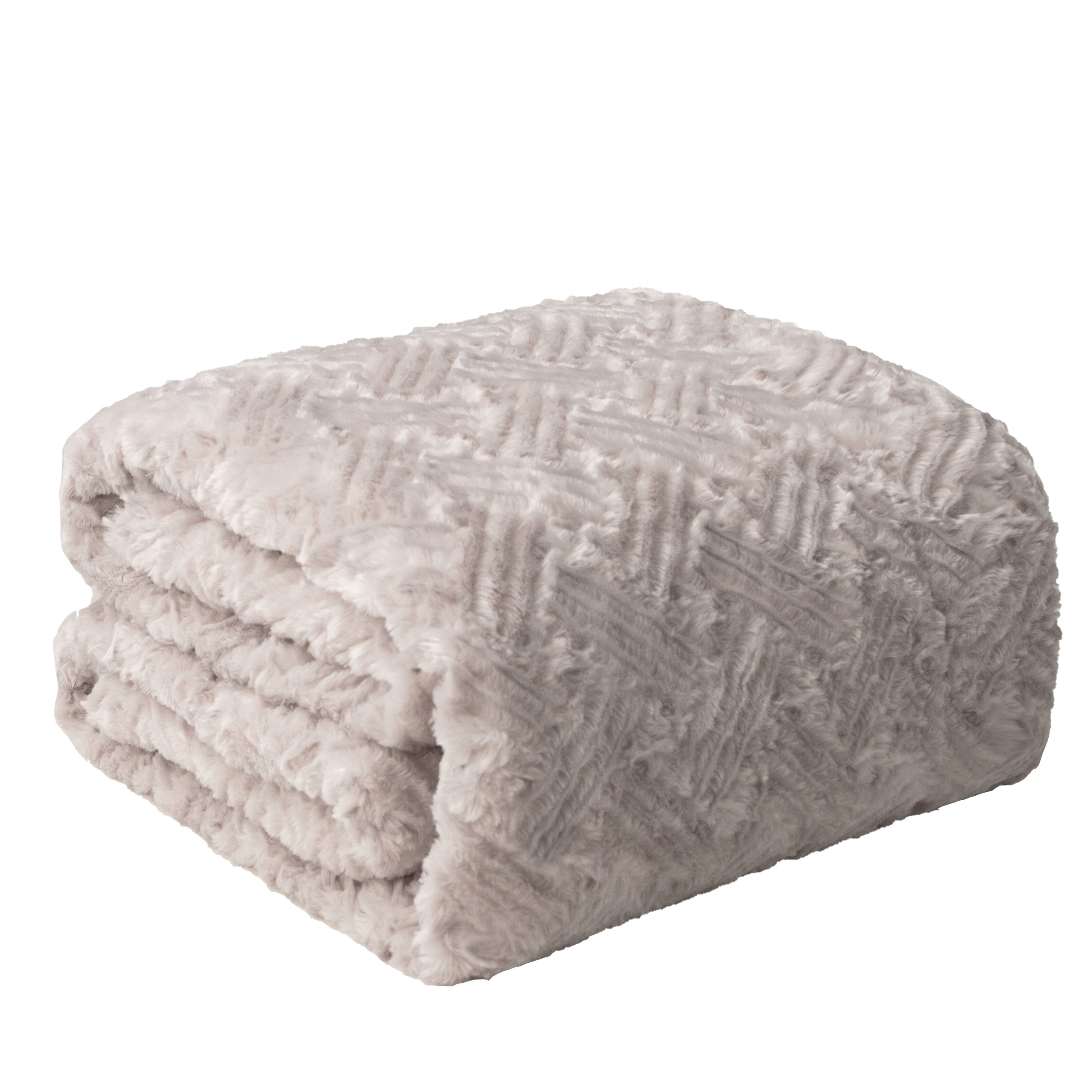  DaDa Bedding Collection DaDalogy Bedding Lavender Grey Faux Fur Throw Blanket - Dreamy Geometric Embossed Sherpa Backside - Super Soft Warm Cozy Plush Fluffy by DaDa Bedding Collection - 90