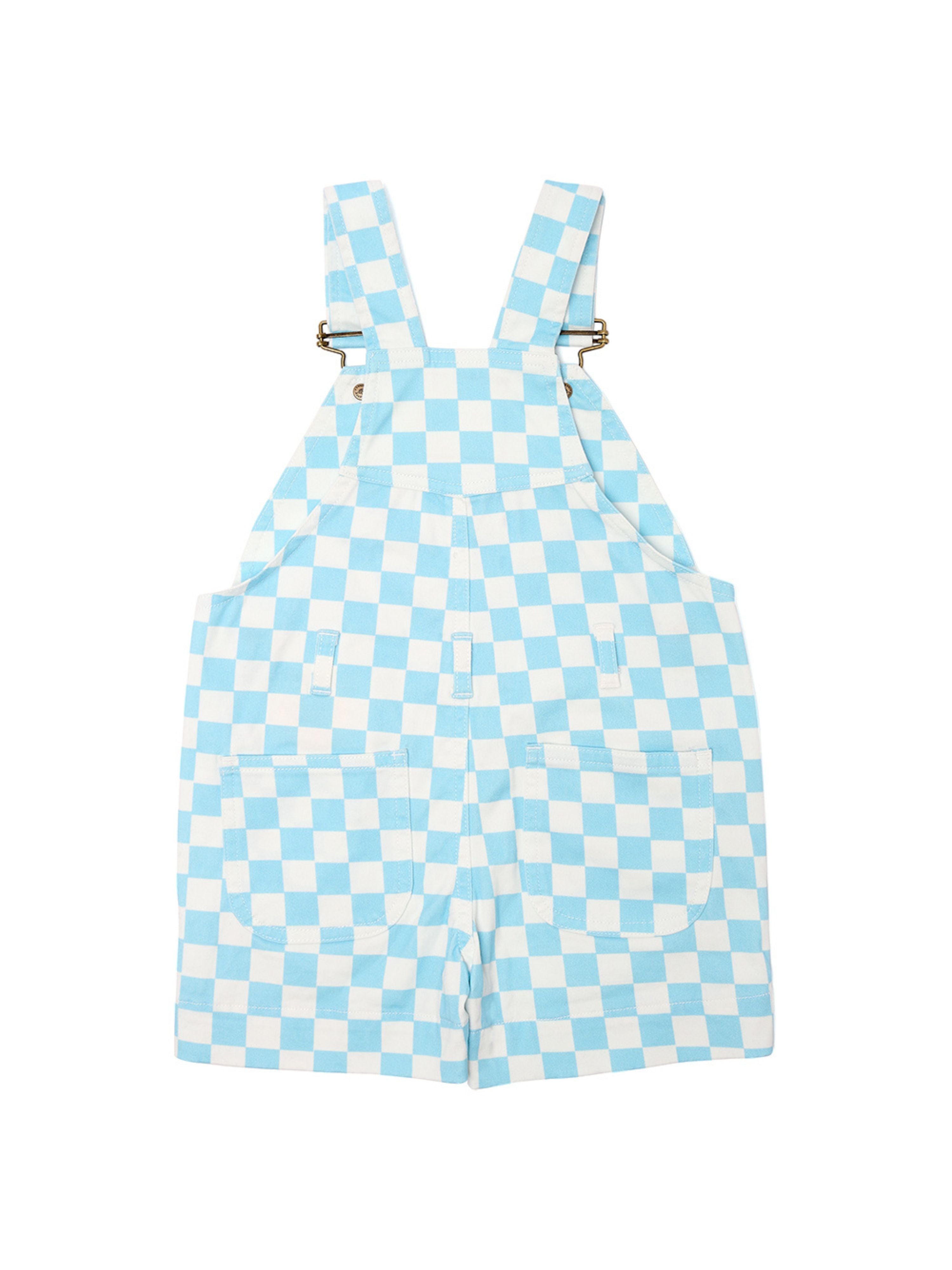  Dotty Dungarees Checkerboard Overall Shorts - Pink/White - Bonton