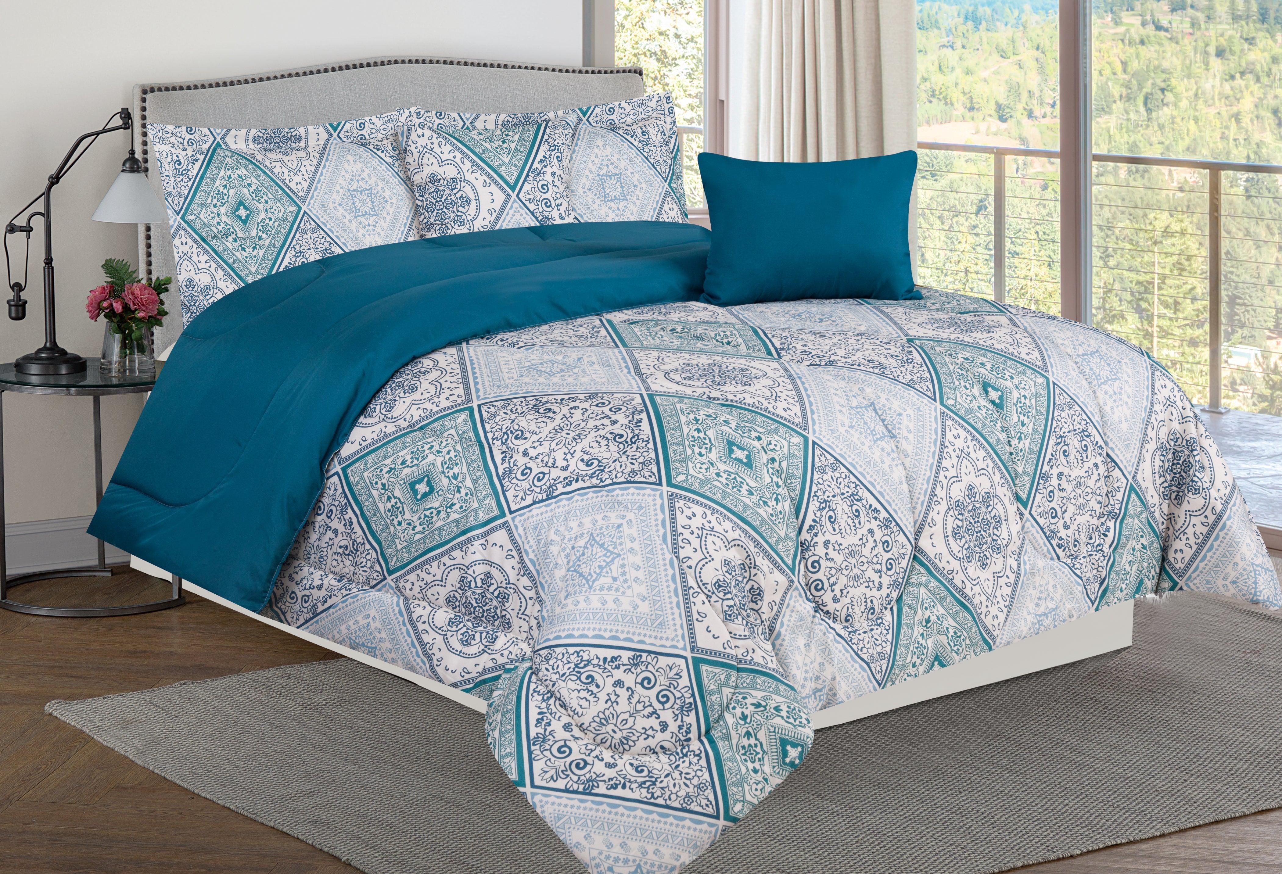  Bibb Home Bibb Home 5 Piece Comforter Set With Decorative Pillows - Queen - Bonton