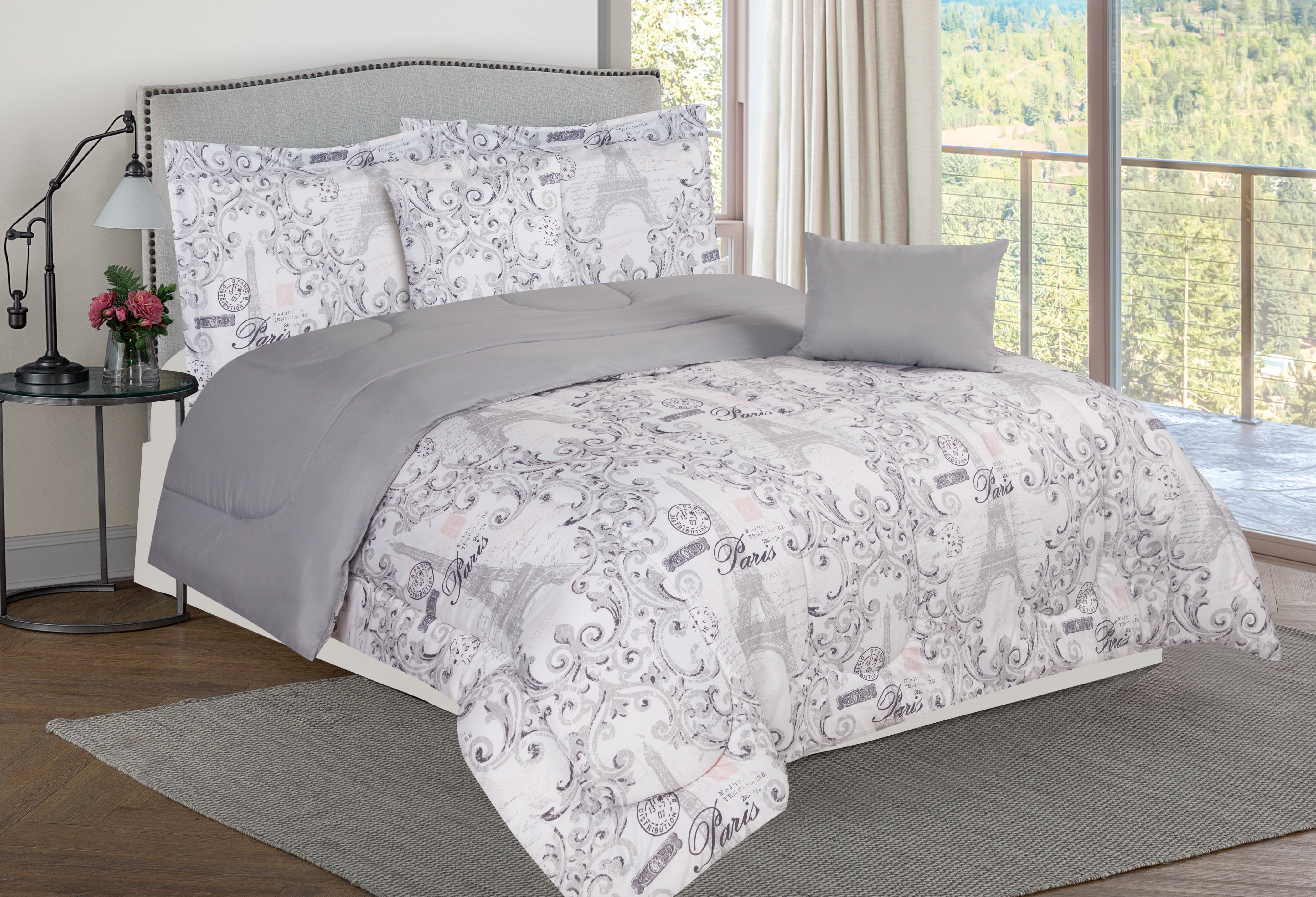  Bibb Home Bibb Home 5 Piece Comforter Set With Decorative Pillows - Queen - Bonton