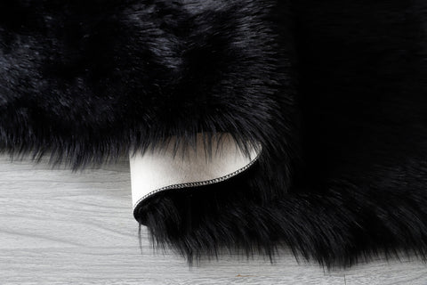 Black Faux Fur Sheepskin Area Rug by Homemartgoods