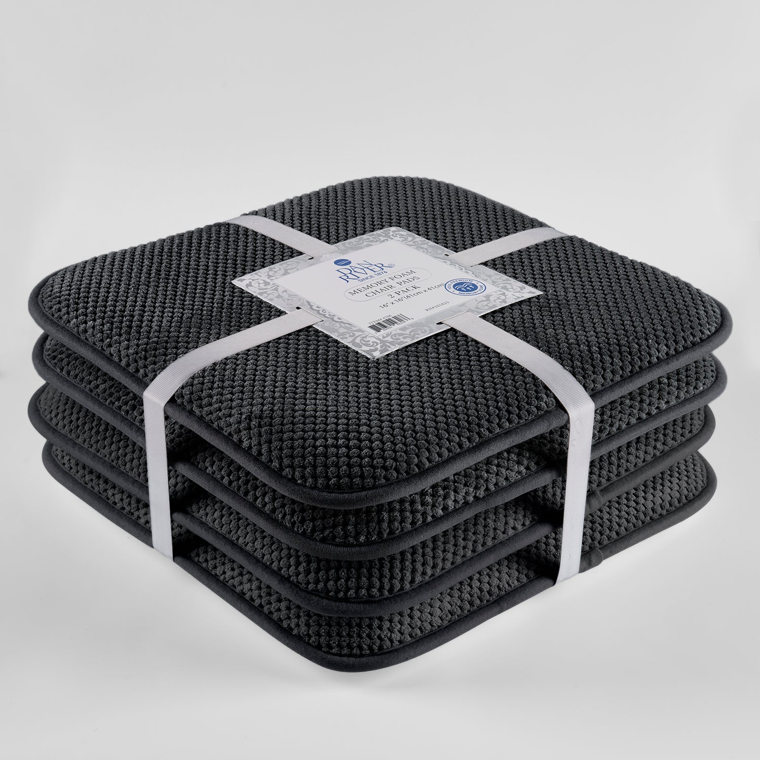  Dan River Dan River 2-4 Pack Memory Foam Non-Slip 16x16'' Chair Cushion Pad - Black - Bonton