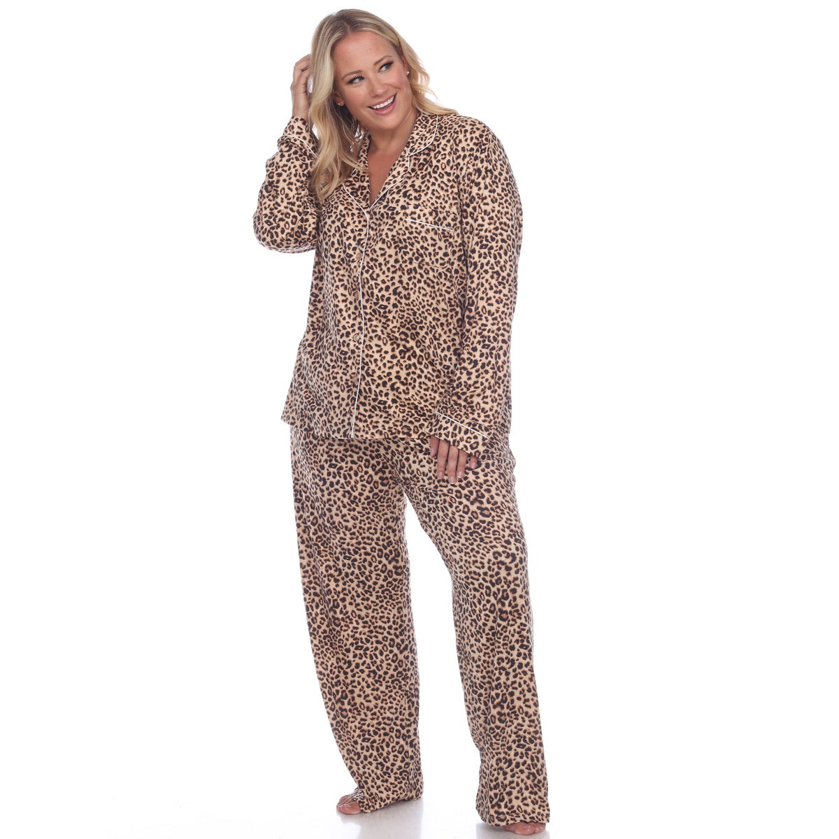  White Mark Plus Size Long Sleeve Pajama Set - 1X - Bonton