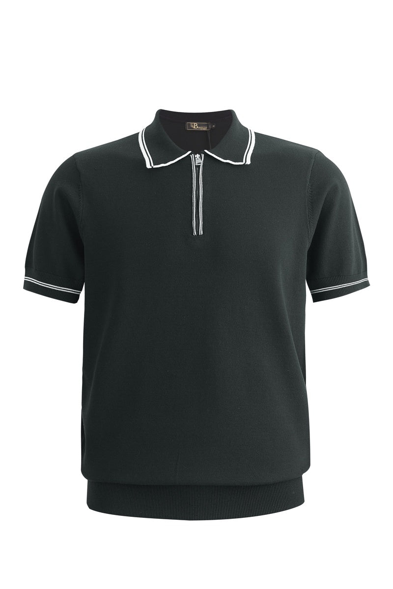  Barocco Riviera Contrast Trim Polo BLACK - BLACK - Bonton