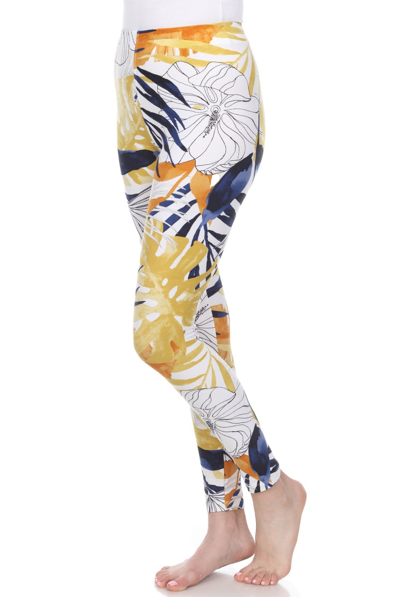  White Mark Super Soft Tropical Printed Leggings - one size - Bonton