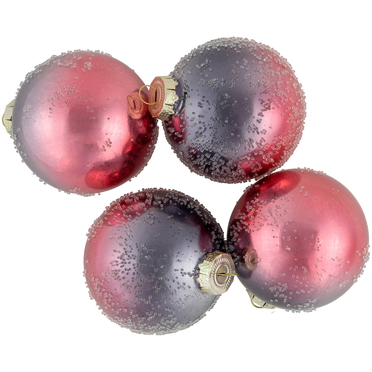  Northlight 4ct Pink and Grey Ombre Hand Blown Textured Glass Ball Christmas Ornaments 3.25