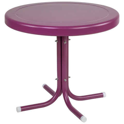 22" Outdoor Retro Tulip Steel Side Table  Purple