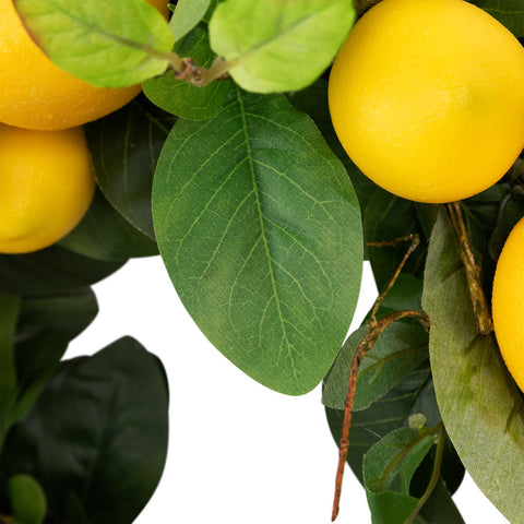 Lemons and Assorted Foliage Spring Wreath  Yellow and Green 20"